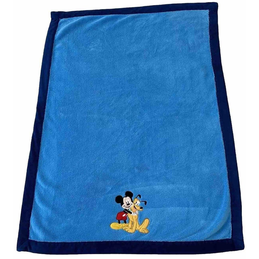 Disney Baby Mickey Mouse Pluto Blue Blanket Plush Hugging Soft Lovey Boy